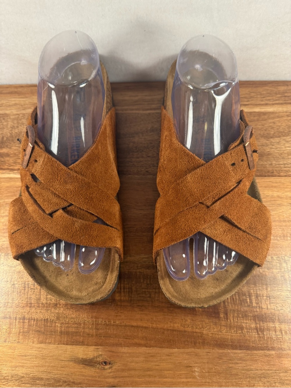 Birkenstock Lugano Soft Footbed Sandal Brown Suede Size 39 (US 8-8.5)